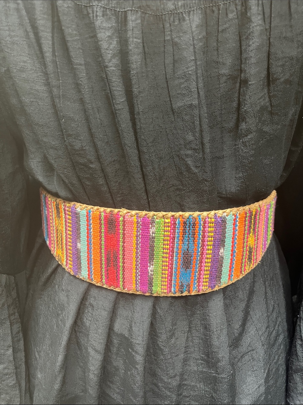 Serape Southwest Belt Lands End Vintage Handwoven Textile Size Small